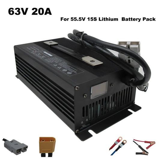 BAYADOU 1500W 63V 20A Li-ion Charger for 55V 55.5V 15S Lithium energy storage RV Touring Car Fast Chargers