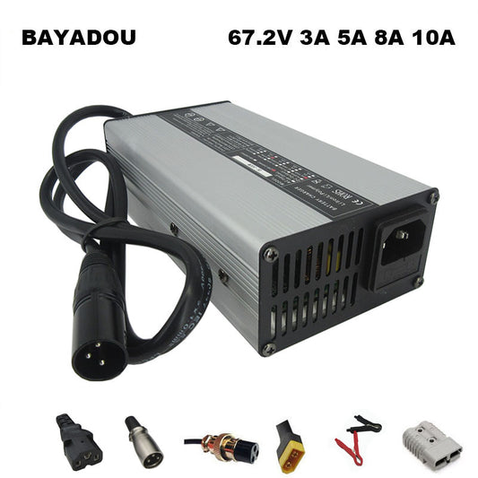 60V 2A 3A 4A 5A 8A 10A Li-ion Charger 16S 67.2V Lithium Electric Bike Bicycle Scooter Battery Fast Charger XLR GX16 XT60 Connector