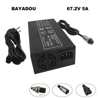BAYADOU 67.2V 5A Battery Charger Universal Smart Charger for 60V E-Bike Electric Scooter 16S Lithium Battery