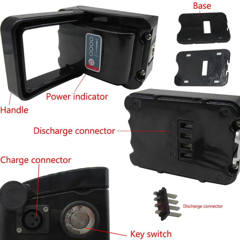 24V 36V 48V Ebike Bicycle Battery Box Case Cover Empty Silver Fish Aluminum Housing Accessories Bottom Discharge Black Color