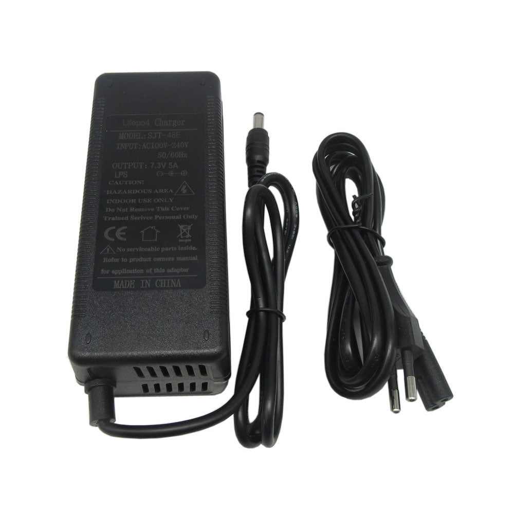 7.3V 5A LiFePO4 Fast Charger for 2S 6.4V 20Ah 30Ah Lithium Iron Phosphate Solar Streetlight Toy Car Battery Charger Alligator Clip DC Connector