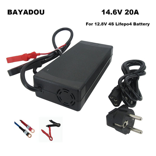 14.6V 20A Lifepo4 Lithium Iron Phosphate Battery Charger For 12.8V 4S Solar Energy Storage Fast Charger Alligator Clip XT60 220V Input