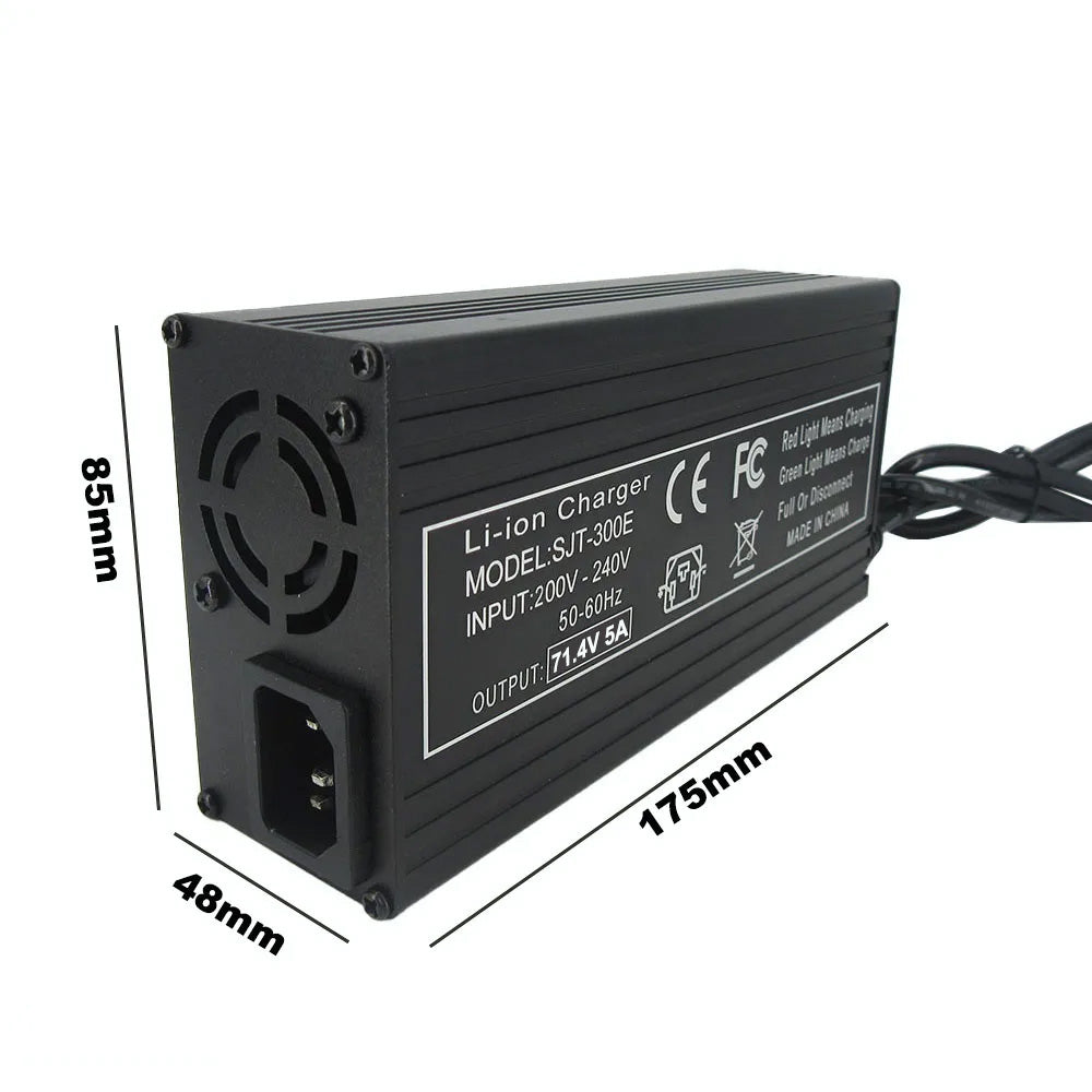 BAYADOU 71.4V 5A Battery Charger Universal Smart Charger for 61.2V 62.9V E-Bike Electric Scooter 17S Lithium Battery