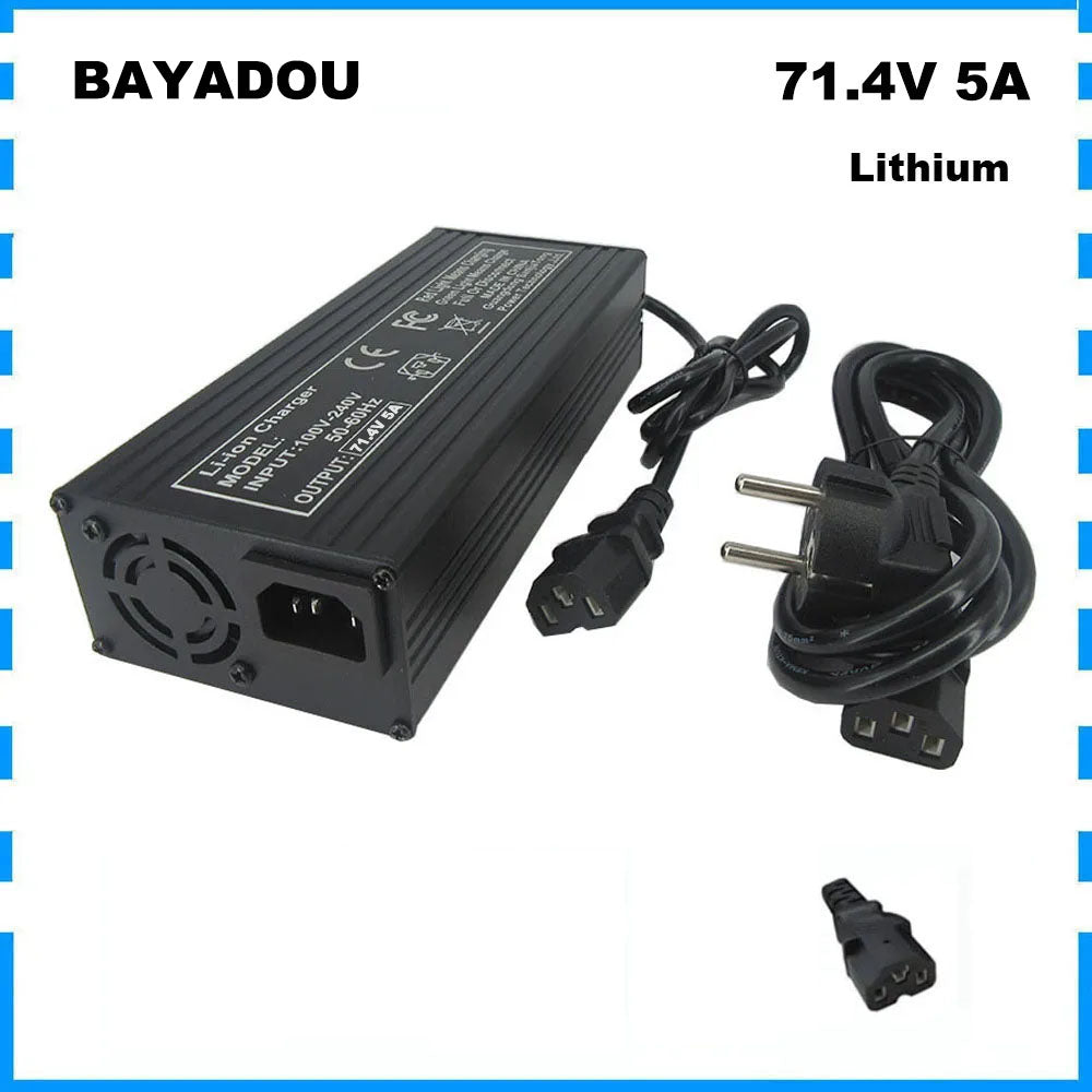 BAYADOU 71.4V 5A Battery Charger Universal Smart Charger for 61.2V 62.9V E-Bike Electric Scooter 17S Lithium Battery