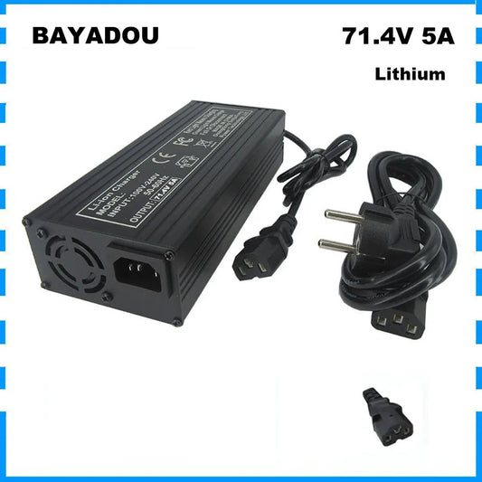 BAYADOU 71.4V 5A Battery Charger Universal Smart Charger for 61.2V 62.9V E-Bike Electric Scooter 17S Lithium Battery