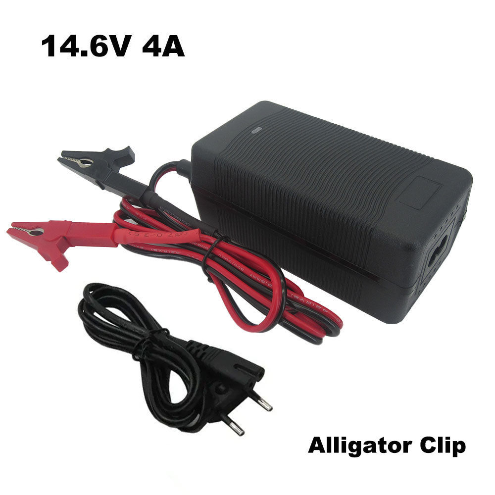 14.6V 4A Lifepo4 Lithium Iron Phosphate Battery Charger For 12.8V 4S Solar Electric tool LED Light Fast Charger Alligator Clip XT60 Connector