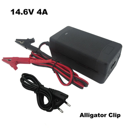 14.6V 4A Lifepo4 Lithium Iron Phosphate Battery Charger For 12.8V 4S Solar Electric tool LED Light Fast Charger Alligator Clip XT60 Connector