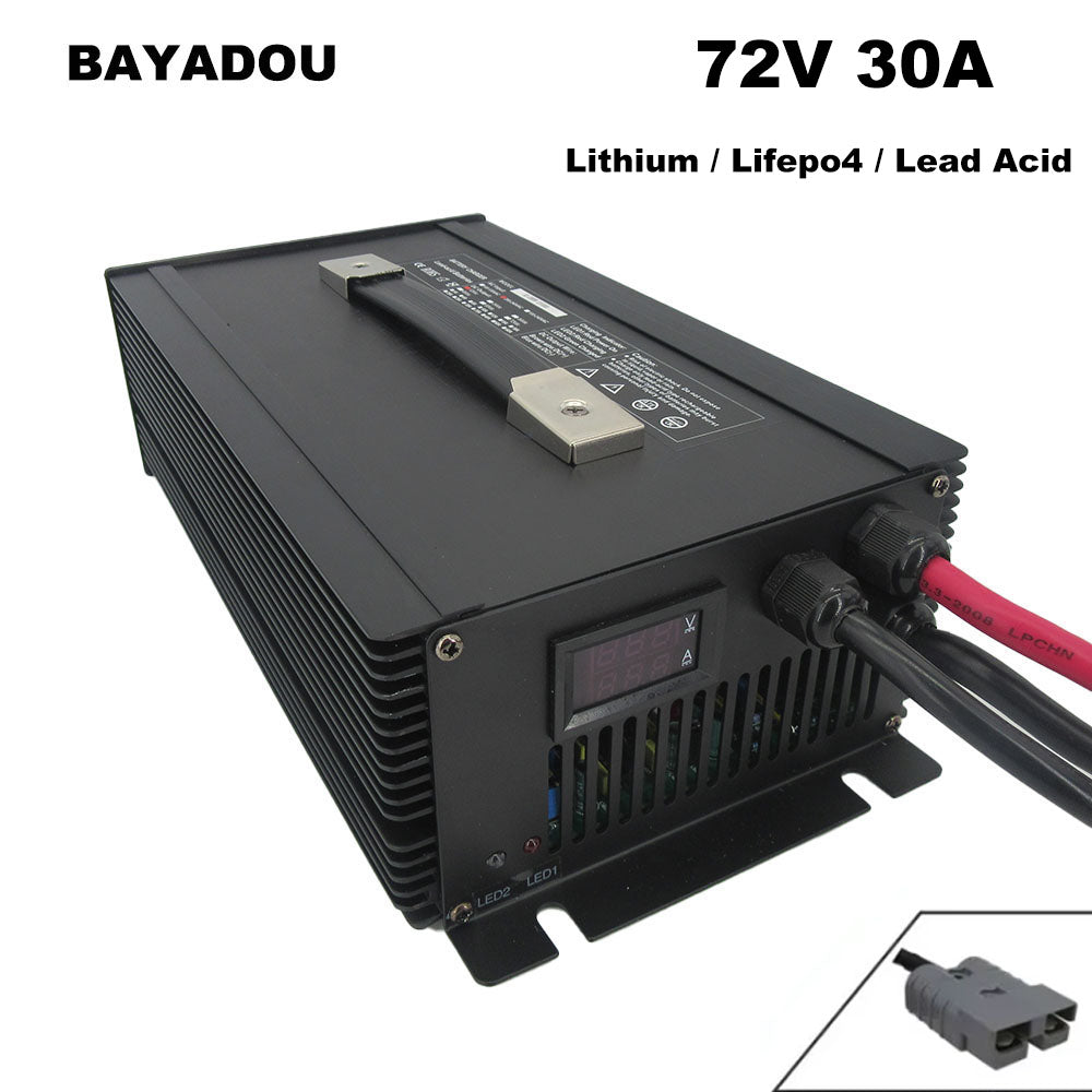 2500W 72V 30A LiFePO4 Lithium Lead Acid Fast Charger 20S 84V 24S 87.6V 88.2V RV EV Power Forklift Battery Charger