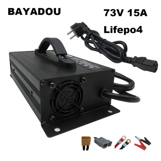 BAYADOU 1200W 73V 15A LiFePO4 Fast Charger 60V 20S Iron Phosphate Energy Storage RV UPS Solar System Battery Chargers