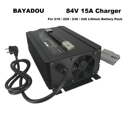 BAYADOU 2000W 84V 15A Lithium Fast Charger 21S 88.2V 22S 92.4V 23S 96.6V 24S 100.8V RV Forklift Golf Cart Battery Chargers SB50 SB120 Port