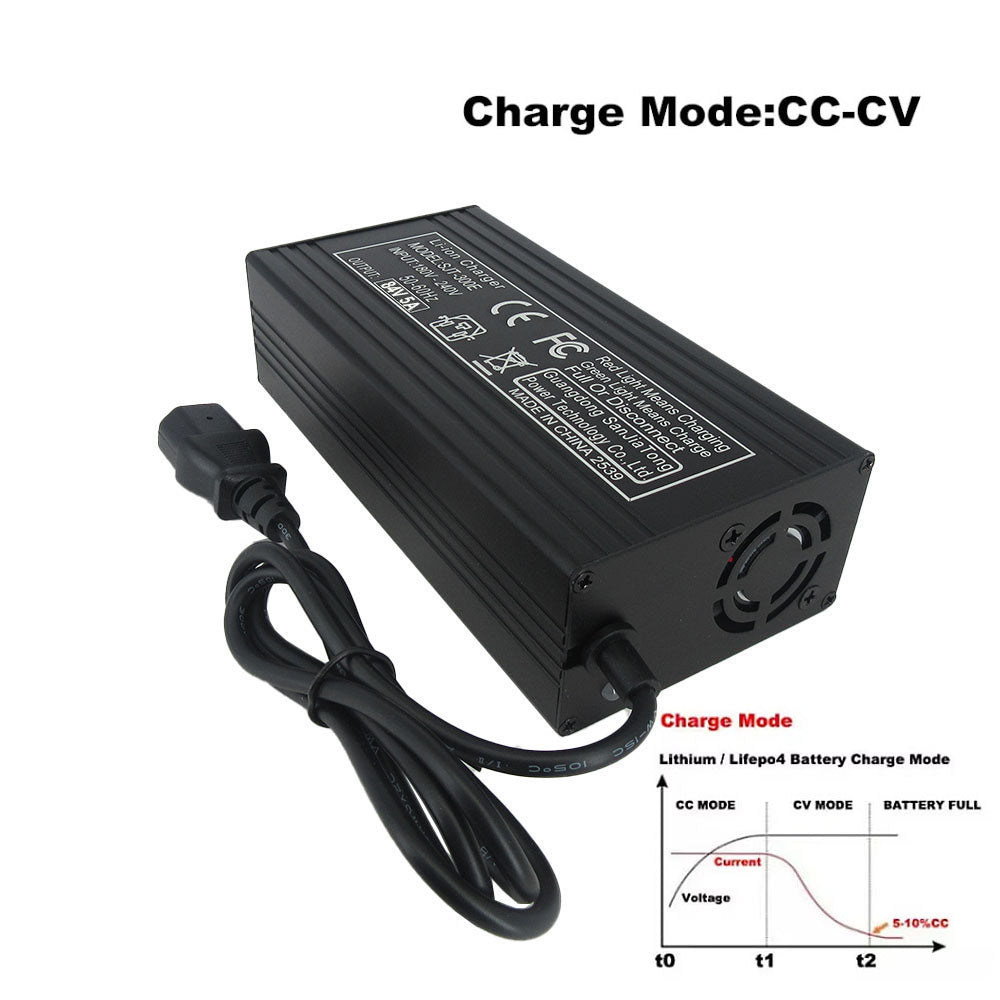 BAYADOU 84V 5A Li-ion 20S Ebike Scooter Battery Fast Charger 72V 5A Lithium RV Golf Cart Forklift Charger XT60 3PIN 180-240V AC Input
