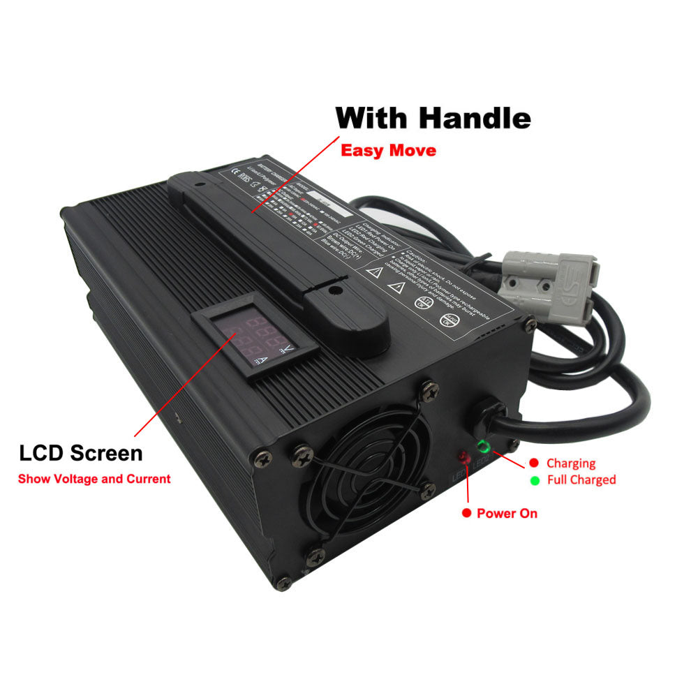 BAYADOU 900W 58.4V 15A LiFePO4 Battery Fast Charger 16S 48V 51.2V LFP Iron Phosphate Golf Cart Forklift RV Energy Storage Charger Copper Nose