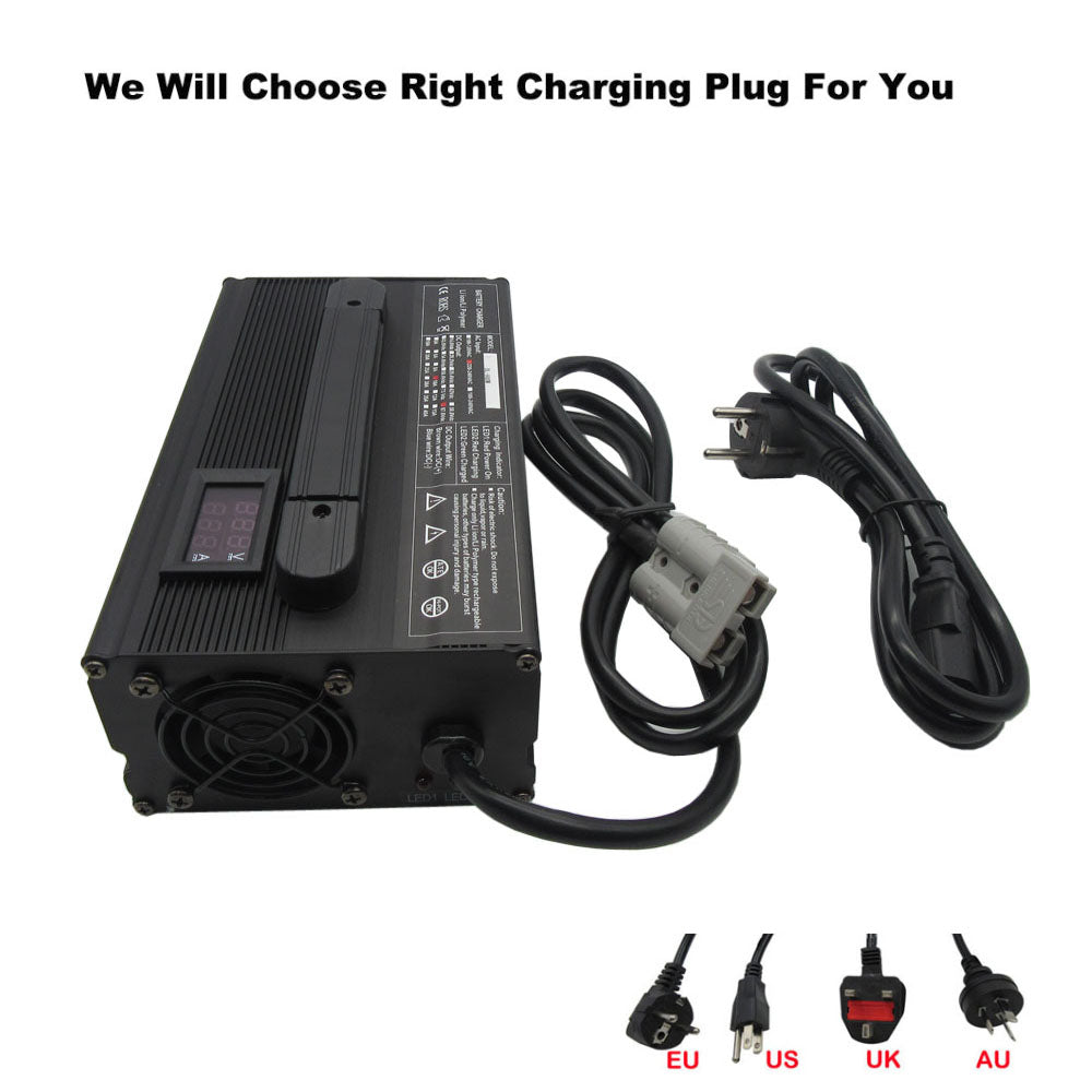 BAYADOU 900W 58.4V 15A LiFePO4 Battery Fast Charger 16S 48V 51.2V LFP Iron Phosphate Golf Cart Forklift RV Energy Storage Charger Copper Nose