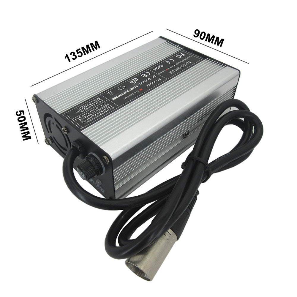 24 Volt 5A Lead Acid Fast Charger 24V 28.8V RV Golf Cart 20AH 30AH Electric Wheelchair Bike Battery Charger Aluminum Case XLRM 1+ 2- IEC C13