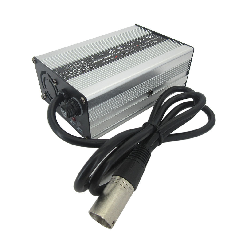 24 Volt 5A Lead Acid Fast Charger 24V 28.8V RV Golf Cart 20AH 30AH Electric Wheelchair Bike Battery Charger Aluminum Case XLRM 1+ 2- IEC C13