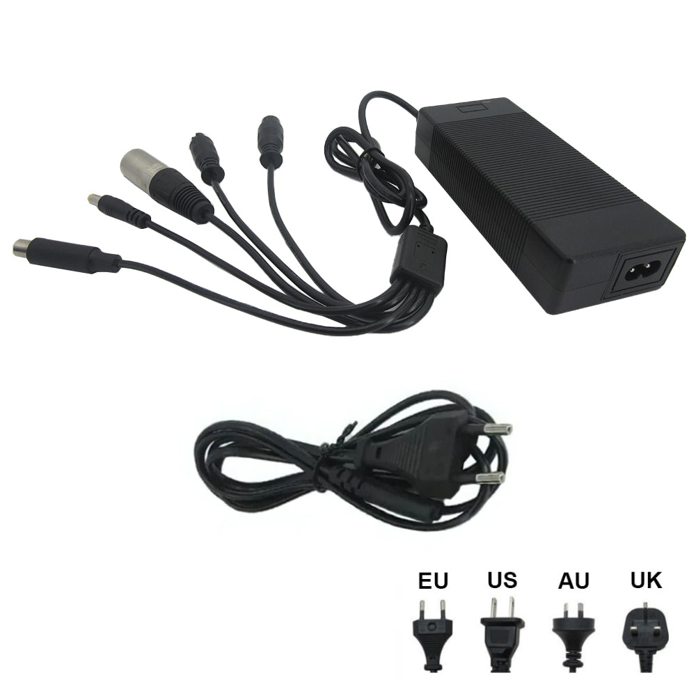 84W 42V 2A Lithium Charger 10S 36V 2A li-ion Electric Bike scooter Battery Charger DC GX12 GX16 XLRM 8 mm (OD) 5 in1 Plugs