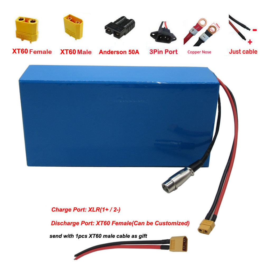 1000W 48V 20AH Ebike Lithium Battery Pack 48 Volt 13S Electric Bike Bicycle Scooter Li-ion 18650 Bateria Akku With PVC Case 54.6V 2A Charger