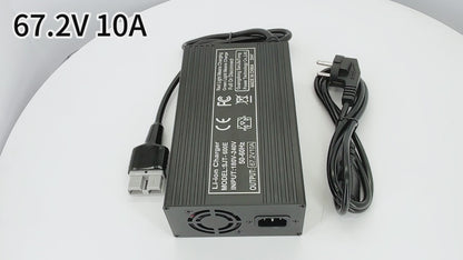 BAYADOU 60V 10A Li-ion 16S Tricycle Ebike Battery Fast Charger 67.2V 10A Lithium RV Golf Cart Energy Storage Charger SB50 IEC C13 Connector 220V Input