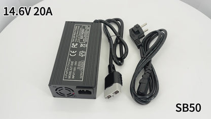 BAYADOU 14.6V 20A LiFePO4 Fast Charger 4S 12V Lithium Iron Phosphate LFP RV Energy Storage Solar UPS System Battery Chargers SB50 Connector