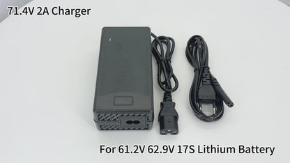 BAYADOU 71.4V 2A Battery Charger Universal Smart Charger for 61.2V 62.9V 10AH 12AH 15AH E-Bike Electric Scooter 17S Lithium Battery