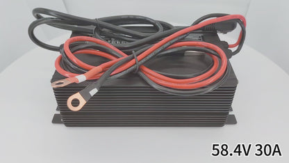 BAYADOU 48V 30A LiFePO4 Battery Fast Charger 16S 58.4V 20A LFP Iron Phosphate Golf Cart Forklift RV Energy Storage Charger Copper Nose 2000W Powerful
