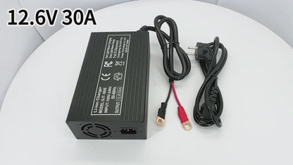 BAYADOU 12.6V 30A Fast Charger for 12V 10.8V 11.1V 3S Lithium ion Energy Storage Touring Car RV Boat AGV Battery copper nose connector  220V Input