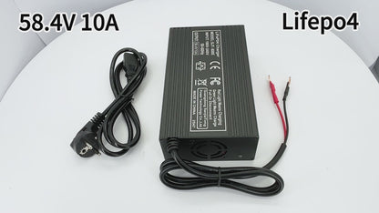 BAYADOU 58.4V 10A LiFePO4 Battery Fast Charger For 48V 16S Iron Phosphate Golf Cart Energy Storage Tricycle Smart Chargers Copper Nose XT90 IEC C13 220V Input